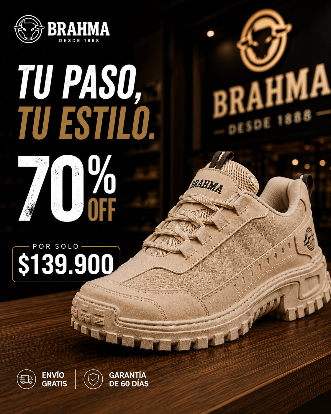 🔥 Zapatos Br4hma + Regalo | Oferta Exclusiva Con 70% de Descuento